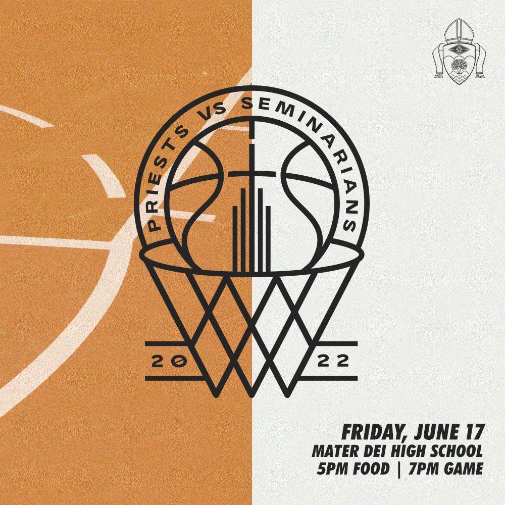 Support Vocations and watch your favorite priest or seminarian play basketball! 🏀 

Join us Friday, June 17 for the '22 Priests vs. Seminarians Basketball Game. Held at Mater Dei High School, doors open at 6:30 PM and the game begins at 7:00 PM. 

Tickets now available through the link in our bio. 🎟