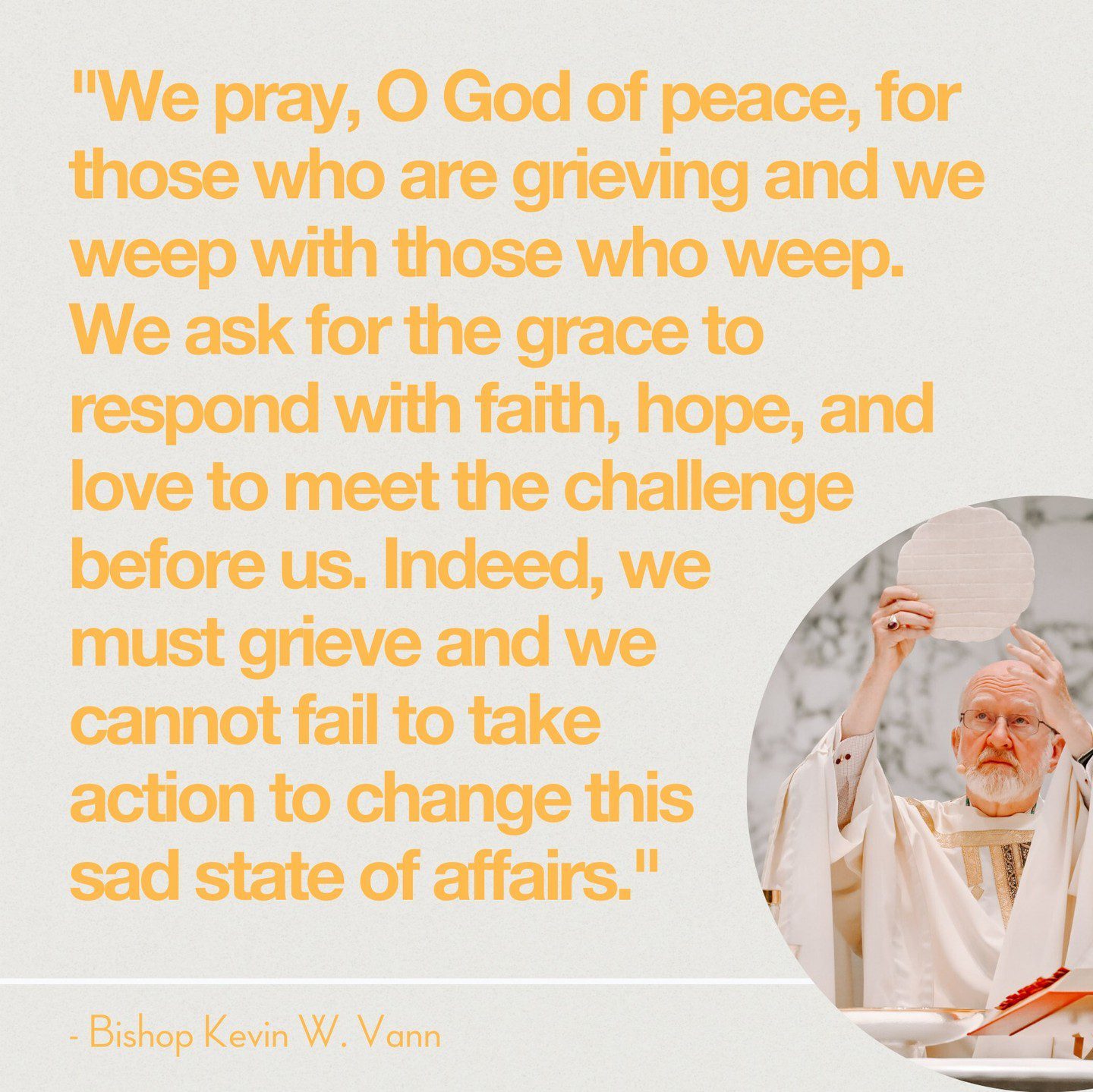 Read Bishop Vann's entire reflection on confronting the recent tragedies around the country with justice, prayer, and the wisdom of the saints using the link in our bio. 

Together in faith we join in prayer and action. 🙏