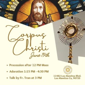 St. Hedwig Catholic Church in Los Alamitos to celebrate the Feast of Corpus Christi on June 19